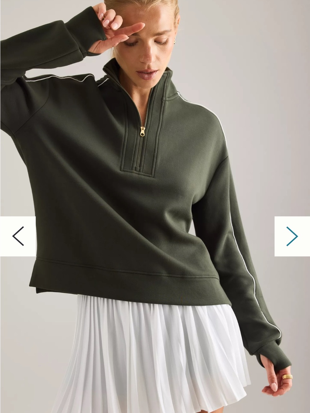 Varley Kirsi Half Zip Pullover Olive Green Scuba Sweatshirt - Size Small - Picture 2 of 12